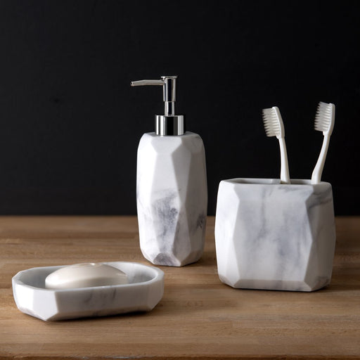 Sculpted Marble 3 Piece Resin Bath Accessory Set, Off-White by Better Homes & Gardens