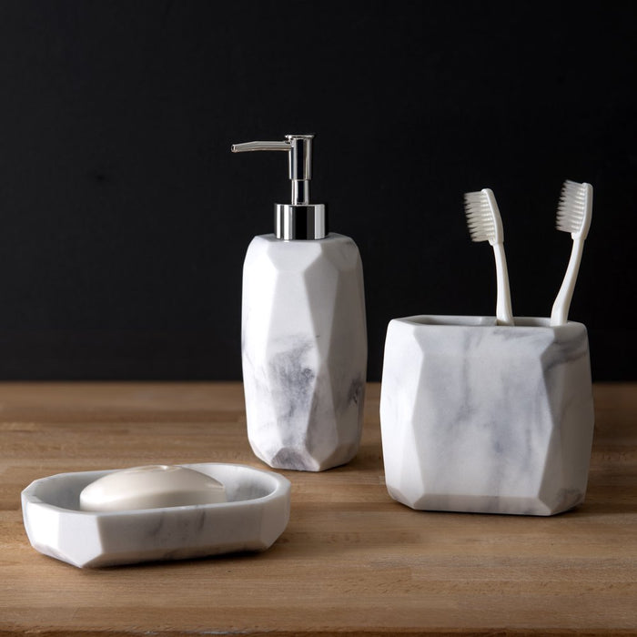 Sculpted Marble 3 Piece Resin Bath Accessory Set, Off-White by Better Homes & Gardens
