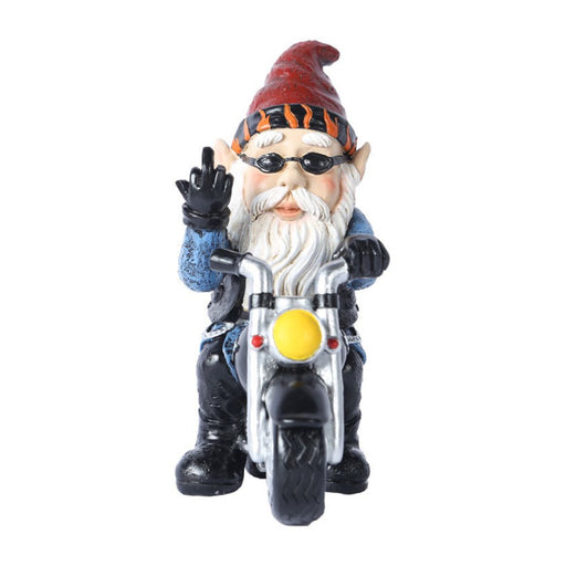 Biker Gnome with Motorcycle Statue Resin Figurine Garden Gnomes Decorations for Patio Yard Lawn Porch Full Color