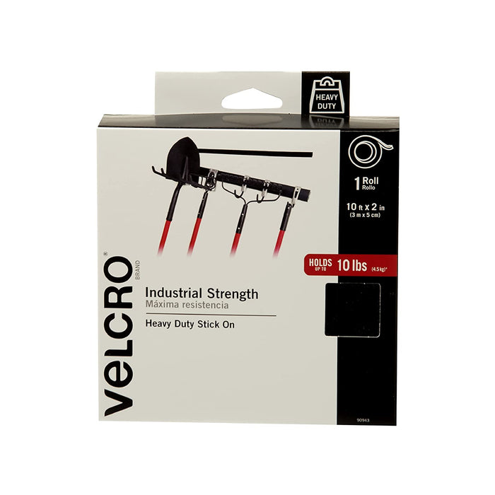 VELCRO Brand Heavy Duty Fasteners | 4X2 Inch Strips with Adhesive 8 Sets | Holds 10 Lbs | Black Industrial Strength Stick on Tape | Indoor or Outdoor Use (VEL-30703-USA)