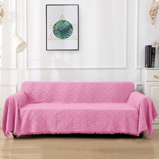 Cotton Geometrical Sofa Cover, Sectional Couch Covers for 1 Cushion Couch Couch Cover Living Room Throws Blankets Sofa Slipcovers, Furniture Protector for Pets (Medium, 71" X 91", Pink)