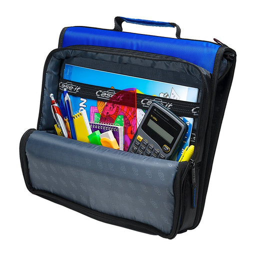 Case It 2" D-Ring Zipper Binder with 13.3" Tablet Pouch, Black, LT-007