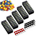 Terminal Block and Strip - 12Pcs (6 Sets) 4 Positions Dual Row 600V 25A Screw Terminal Strip Blocks with Cover + 400V 25A 4 Positions Pre-Insulated Terminals Barrier Strip Black & Red