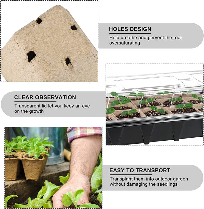 247 Pack Seed Starter Kit Including Peat Pots for Seedlings Seed Starter Tray with Plant Labels, Tool, Plastic Growing Trays Germination Tray Paper Seedling Cups for Indoor Outdoor Garden