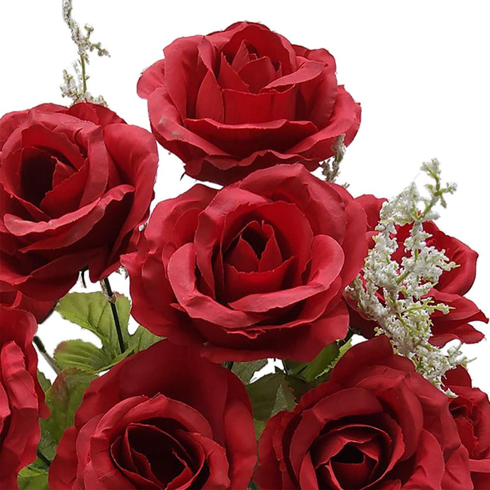 17.5" Artificial Flower Rose Bush, Red Color.