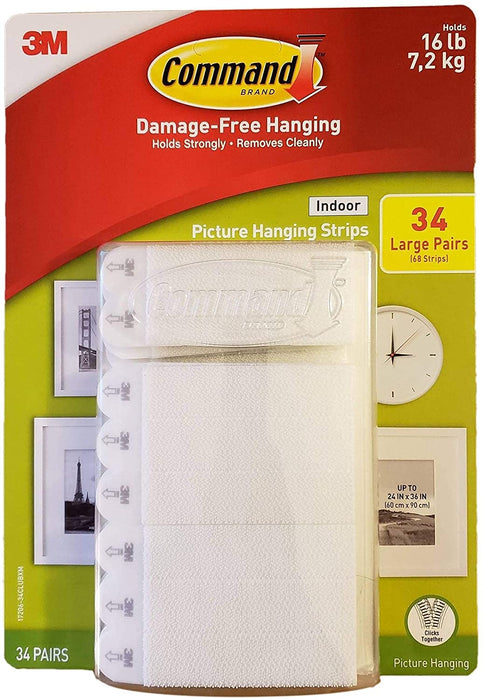 Indoor Picture Hanging Strips 34 Large Pairs 68 Strips