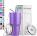 30 Oz Tumbler with Lids and Straws,18/8 Stainless Steel Vacuum Insulated Coffee Tumbler,Insulated Travel Mug Water Cup with Leak-Proof Straw Lid & Flip Lid,3 Metal Straws,1 Cleaning Brush & Gift Box
