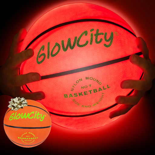 Glow in the Dark Basketball for Teen Boy - Glowing Red Basket Ball, Light up LED Toy for Night Ball Games - Sports Stuff & Gadgets for Kids Age 8 Years Old and Up