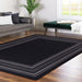 Indoor Bordered Area Rugs, Non Slip Rubber Backing Modern Living Room Area Rug, Black, 5'X7'