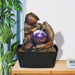 Tabletop Water Fountain Indoor - Tree Trunk with Jar Rustic Fountains Small Feng Shui Zen Waterfall Fountain W/ LED Light & Soothing Sounds for Office Home Desktop Decor (Brown)