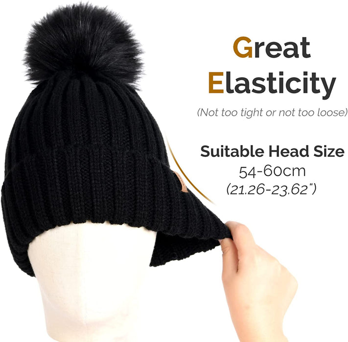 FURTALK Womens Winter Knitted Beanie Hat with Faux Fur Pom Warm Knit Skull Cap Beanie for Women…