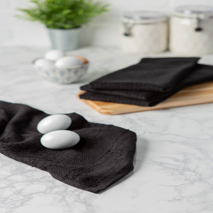 Solid Waffle Terry Kitchen Dishtowels, Set of 4, 26"X15", 100% Cotton, Multiple Colors