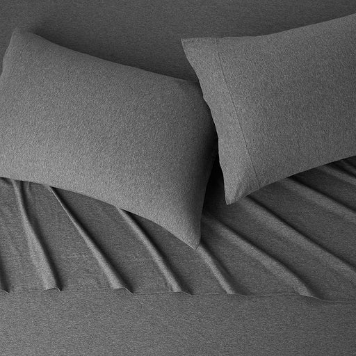 Cotton Jersey Bed Sheet Set 4Pcs - Full, Dark Gray