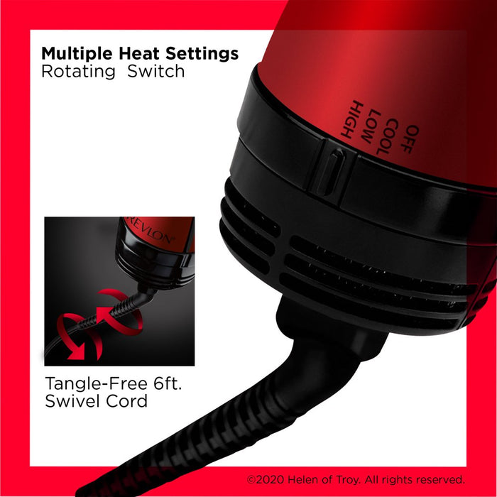 Revlon One-Step Hair Dryer & Volumizer Hot Air Brush, Red Blow Dryer