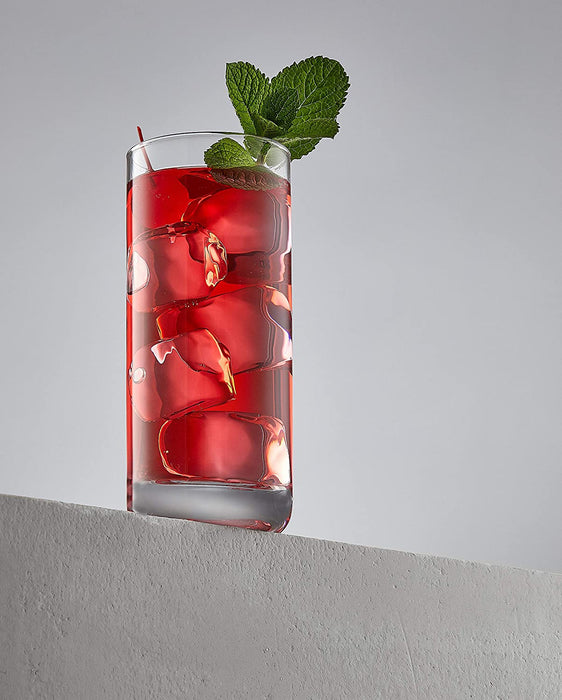 Faye 13Oz Highball Glasses, 6Pc Tall Glass Sets. Lead-Free Crystal Glass Drinking Glasses. Water Glasses, Mojito Glass Cups, Tom Collins Bar Glassware, and Mixed Drink Cocktail Glass Set