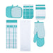 Mainstays, 20 Piece Set, Terry & Flat Kitchen Towel, Dish Cloth, Flour Sack, Oven Mitt, Pot Holder Aqua