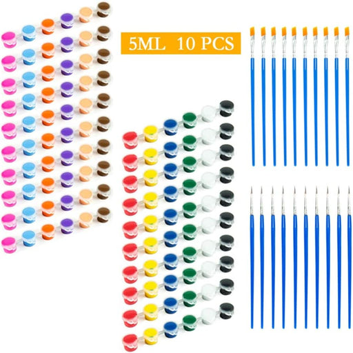 Acrylic Paint Set for Kids,Washable Watercolor Paint Sets,Diy Graffiti Paint,Acrylic Pigment Set with Brushes,Adults Children Handcraft Painting Pigment Set (10 Set-5Ml-12 Colors -F)