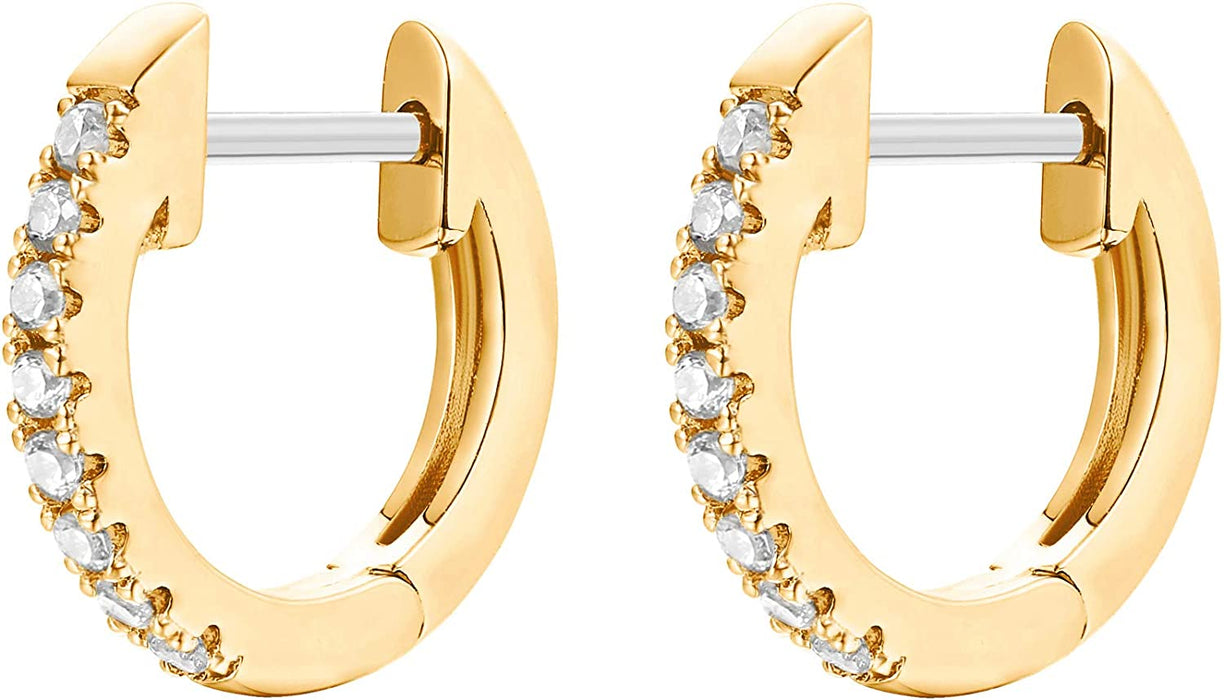14K Gold Plated Cubic Zirconia Cuff Earrings Huggie Stud