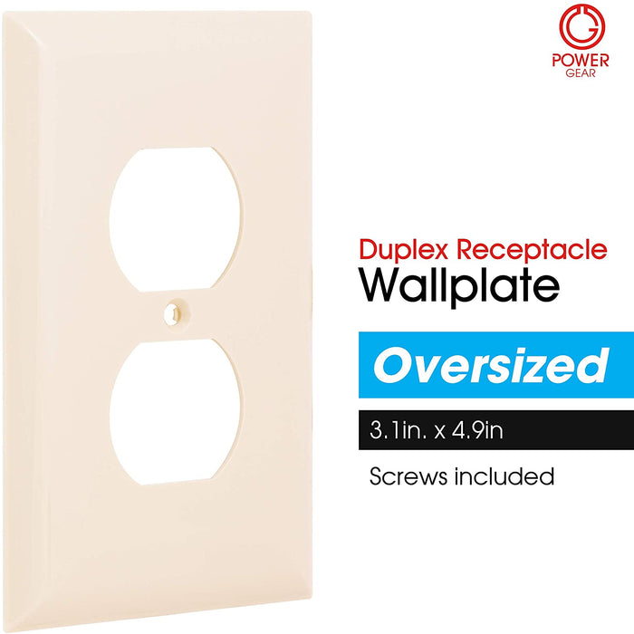 Power Gear Outlet Wall Plate Cover, 1 Gang, Light Switch Cover, 3.1” X 4.9”, Screws Included, Outlet Covers, Light Almond, 30866,Oversized
