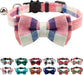 Breakaway Cat Collar with Cute Bow Tie and Bell, Plaid Patterns, 1 Pack Girl Boy Kitty Safety Collars, Blue