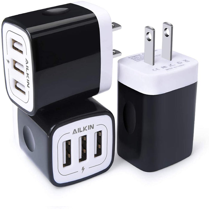 Wall Charger,Charging Blocks,Usb Charger Adapter,3.1A/3Pack Muti Port Fast Charge Station Power Charge Base Plug,Black