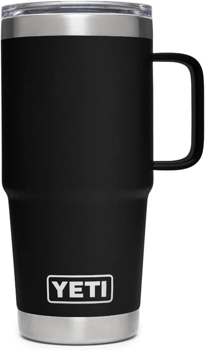Rambler 20 Oz Travel Mug, Stainless Steel, Vacuum Insulated with Stronghold Lid, Black