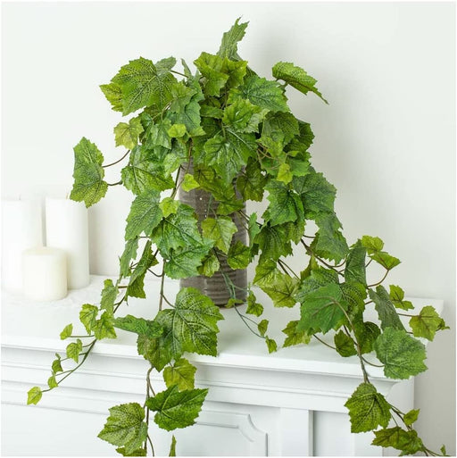 Grape Leaf Cascading Artificial Ivy Vine Bush Greenery - Indoor/Outdoor Tuscany Vineyard Winery Hanging Grape Leaves Plant for Home Porch or Patio Decor (39" L)