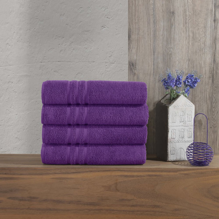Purple Bath Towels – 4 Pieces Luxurious Turkish Cotton Bath Towels – Quick Dry and Soft Towel Set for Daily Use
