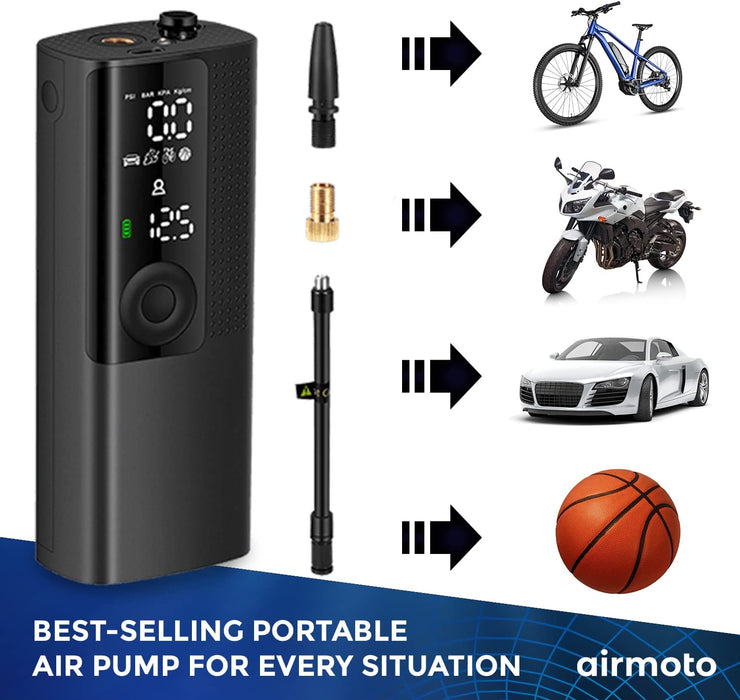 Tire Inflator Portable Air Compressor/Pump for Car Tires W/Digital Tire Pressure Gauge - Air Compressor (120 PSI) - Motorcycle, Electric Bike Pump and Bicycle Pump W/Led Light