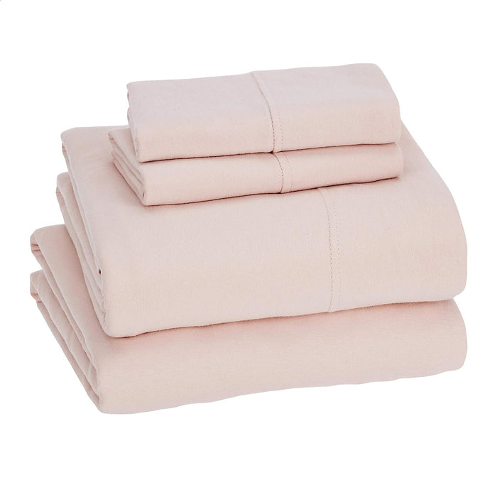 Cotton Jersey Bed Sheet Set - Full, Blush
