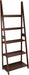 Modern 5-Tier Ladder Bookshelf Organizer, Solid Rubberwood Frame - Espresso Finish
