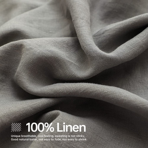 Simple&Opulence 100% Linen Sheet Set Solid Color-4 Pcs Washed French Linen Bed Sheets(1 Flat Sheet,1 Fitted Sheet,2 Pillowcases)-Breathable Bedding Set (Grey, Queen)