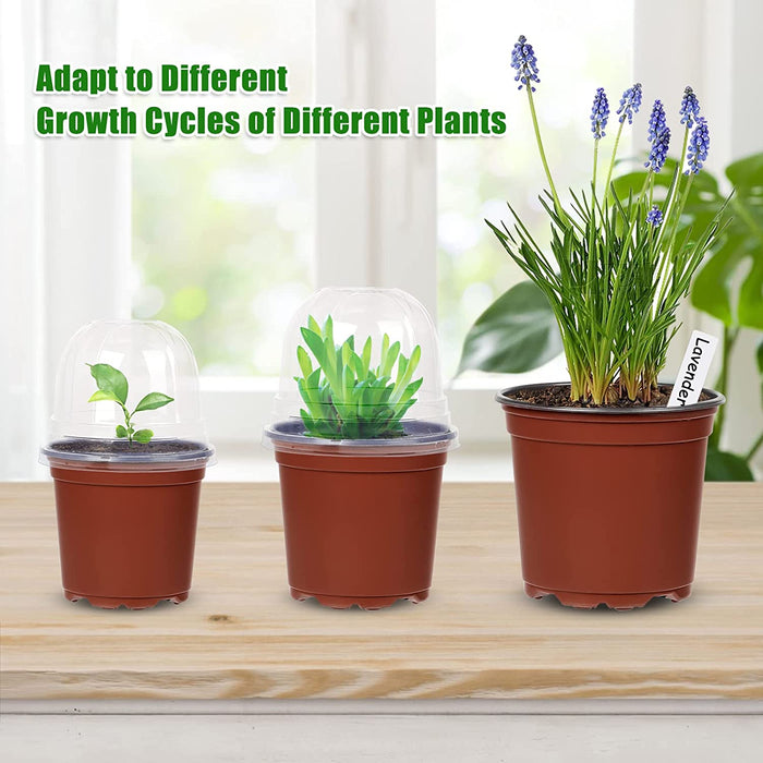 36Packs 5/4/3.5 Inch Nursery Pots with Clear Humidity Domes, Seed Starting Pots with Drainage Holes, Garden Containers for Seedlings, Succulents,Cuttings,Flowers and Vegetables with 50PCS Plant Labels