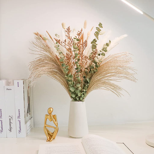 Natural Dried Flower Bouquet , Dried Pampas Grass Decor, 8 Varieties Flowers for Vase, Dried Floral Arrangements for Home Wedding Table Decor(Green)