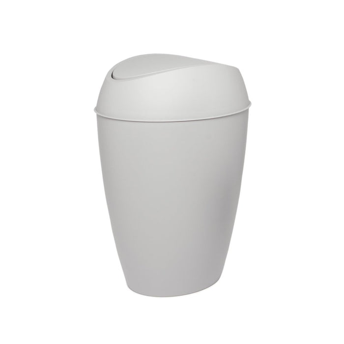 2.4 Gal Twirla Polypropylene Swing-Top Lid Bathroom Trash Can Garbage Can, Grey