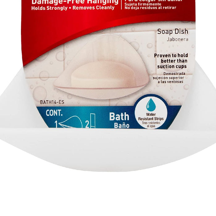 BATH14 Command Soap Dish Bath Adhesive Damage Free Plastic Frosted, 2-Pack