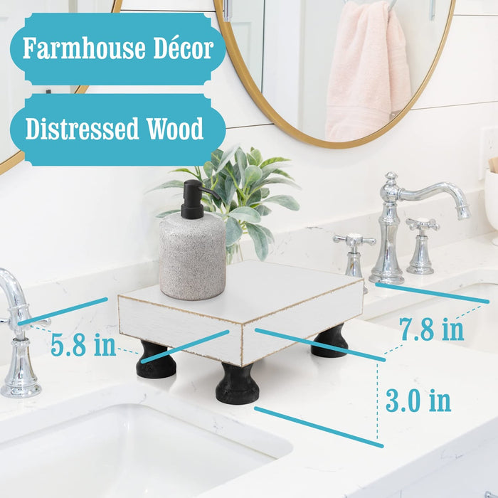 Decorative Wood Riser for Display - Beautiful Wooden Farmhouse Pedestal Stand Uniquely Displays Your Decorations - the Perfect Display Tray for Your Home and Kitchen Decor