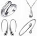 4PCS 925 Sterling Silver Jewelry Set for Women Teardrop Pendant Necklace Earrings Bracelet Ring Fit with Party Meeting Dating Wedding Daily Birthday Gift