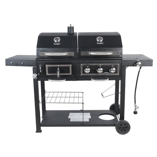 Revoace Dual Fuel Gas & Charcoal Combo Grill, Black with Stainless
