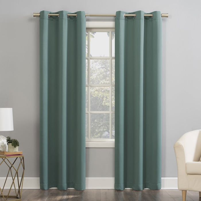 Mainstays Blackout Energy Efficient Grommet Single Curtain Panel, 40"X84", Aqua