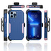 for Iphone 13 Pro Max/13 Pro/13/13 Mini Phone Case with Belt Clip Stand Shockproof Protective Case Hybrid Armor Cover, Navy Blue