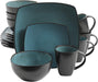 Gibson Soho Lounge 16-Piece Square Reactive Glaze Dinnerware Set, Red