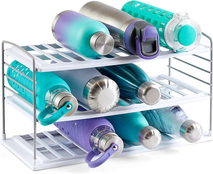 Upspace 8-Bottle Water Bottle and Travel Mug Cabinet Organizer, Adjustable Storage Rack for Kitchen Organization