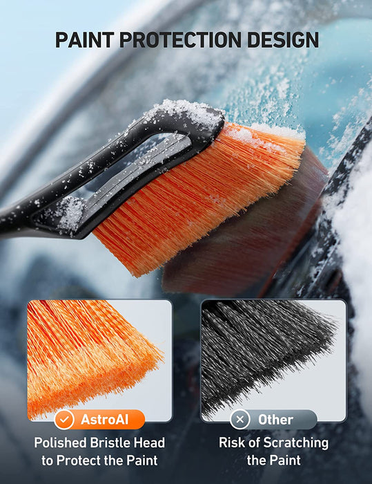 27 Inch Snow Brush and Detachable Ice Scraper with Ergonomic Foam Grip for Cars, Trucks, Suvs (Heavy Duty ABS, PVC Brush)