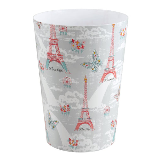 Paris Rounded Decaled Plastic Bathroom Trash Can by Your Zone, Multi