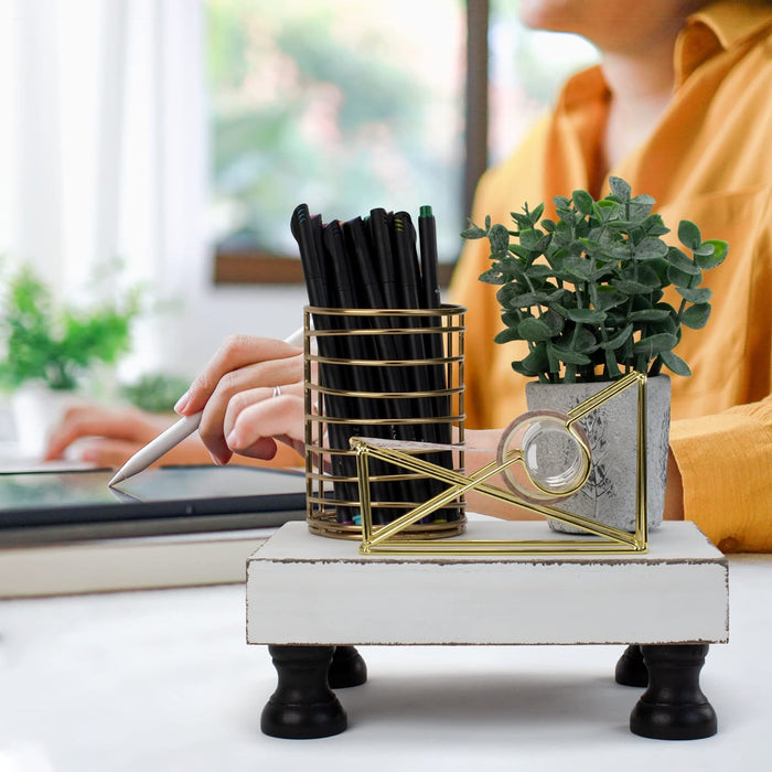 Decorative Wood Riser for Display - Beautiful Wooden Farmhouse Pedestal Stand Uniquely Displays Your Decorations - the Perfect Display Tray for Your Home and Kitchen Decor
