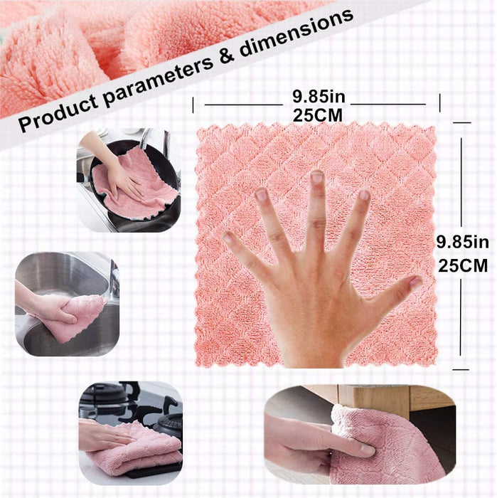 24-Pack 9.85"X9.85" Microfiber Cleaning Cloth, Kitchen Cloth Dish Towels, Double-Sided Premium Dishcloths , Reusable Household Cleaning Cloths for House Furniture Table Kitchen Glass Cleaning