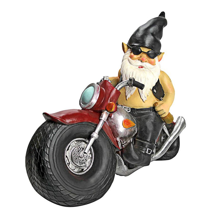 Axle Grease the Biker Garden Gnome Motorcycle Statue, 13 Inch, Polyresin, Full Color