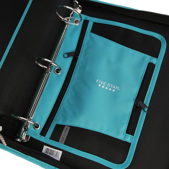 Five Star Xpanz 2" Zipper Binder, 380 Sheet, round Rings, Teal (28090HZ9)