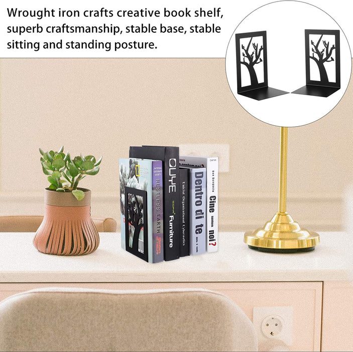 Rustic Table Decor 2Pcs Iron Bookends Decorative Non Slip Bookends Metal Cat Book Stoppers Shelves for Home Office Table Book Organizer Bookends Kids Book Shelf